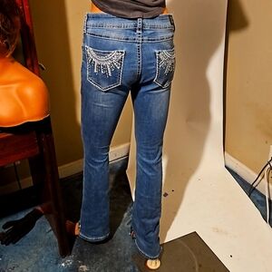Wired Heart Boot Cut Embroidery Pocket Jeans